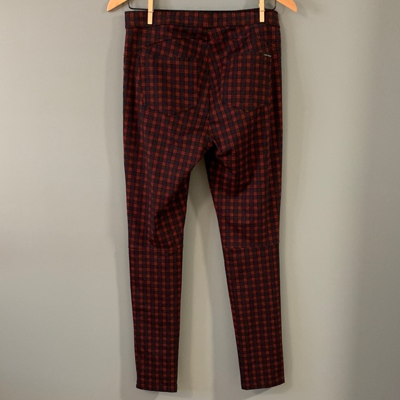 🤍Sanctuary x Anthropologie Skinny Pull on Pant in Red & Navy Plaid - Picture 6 of 9
